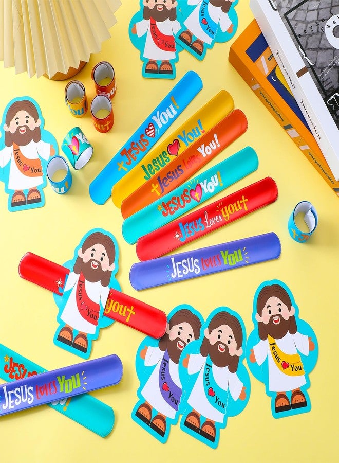 Vertintong 24 Pcs Jesus Slap Bracelets Bulk Christian Bracelets Jesus Love You Gifts Religious Snap Wristbands for Classroom Awards Sunday School Party Favors - Image 3